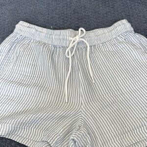 Lou & Grey Light Blue and White Striped Shorts